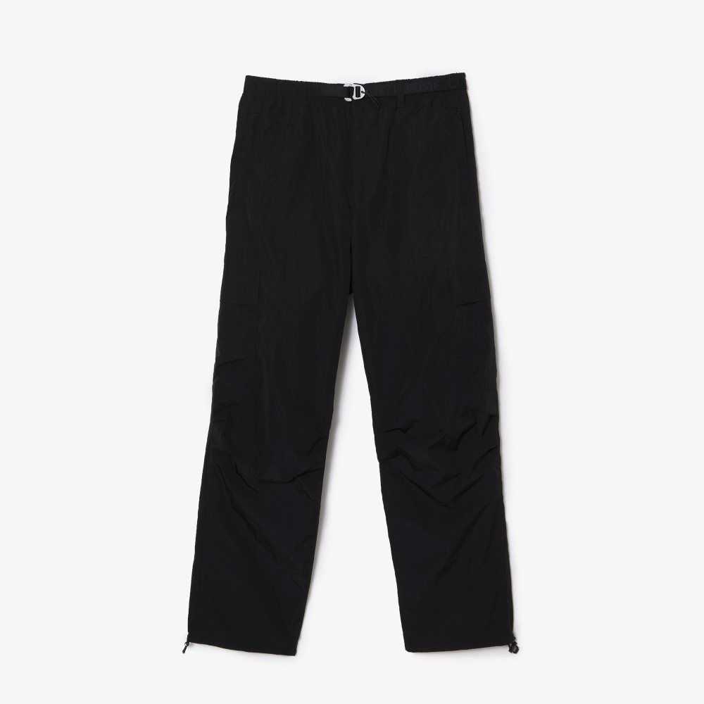 Black Lacoste Relaxed Fit Water-Repellent Track Pants | IBCRFH-987