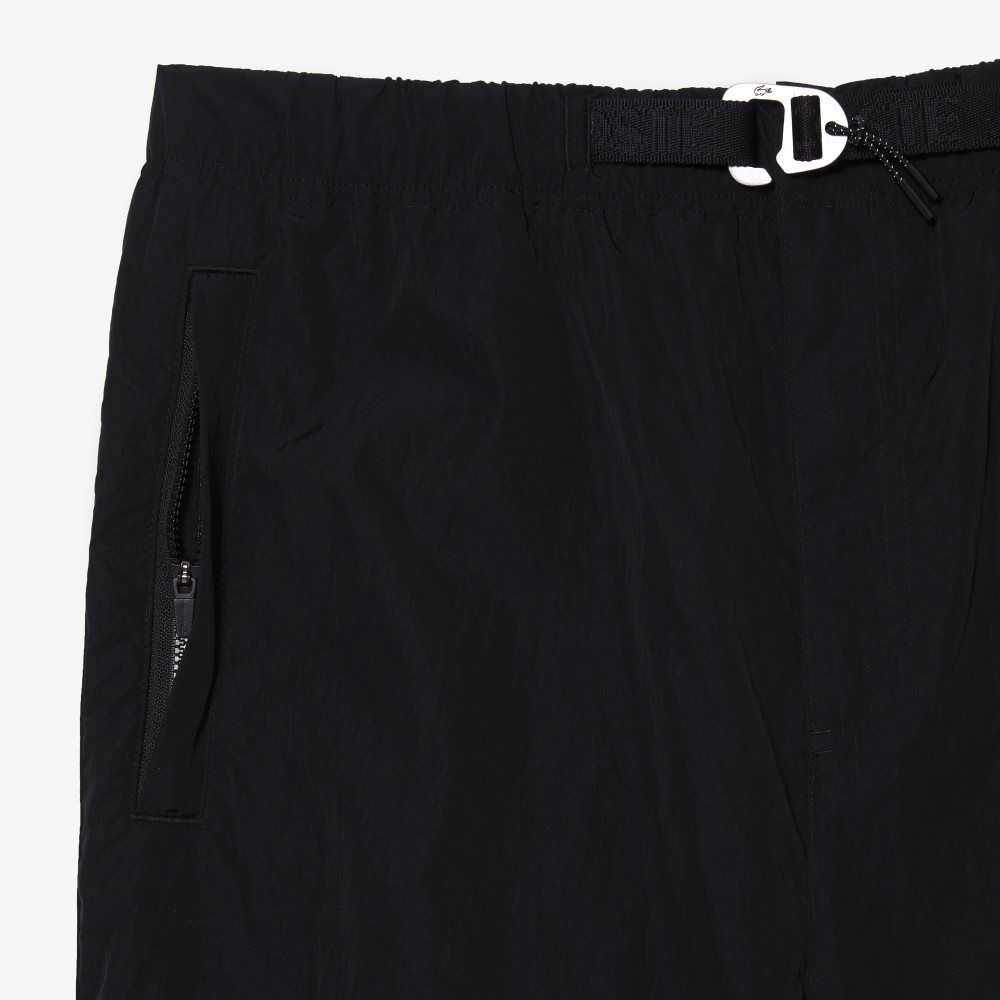 Black Lacoste Relaxed Fit Water-Repellent Track Pants | IBCRFH-987