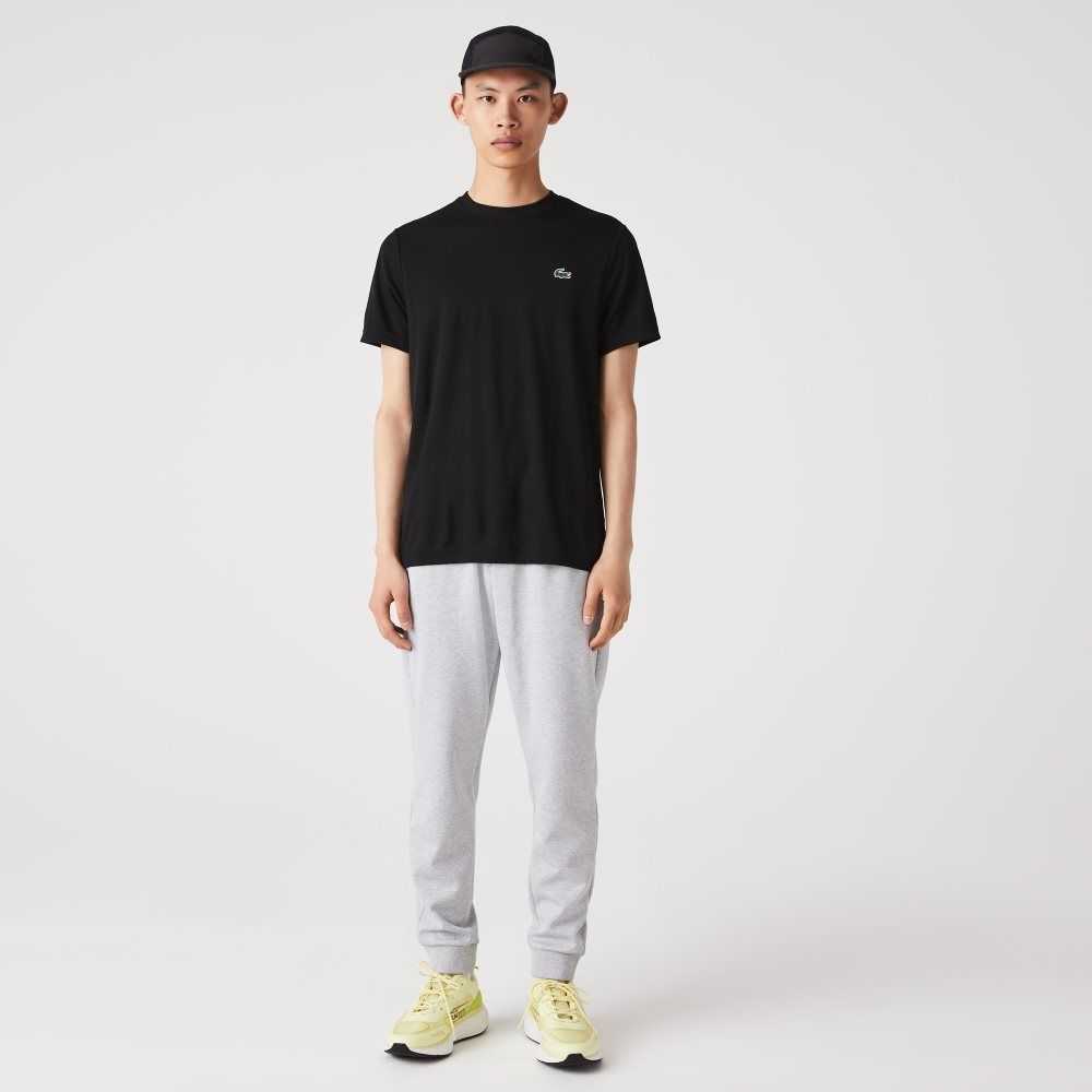 Black Lacoste SPORT Breathable Pique T-Shirt | WHNUXR-563