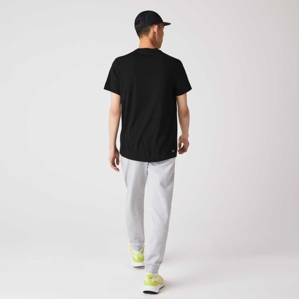 Black Lacoste SPORT Breathable Pique T-Shirt | WHNUXR-563