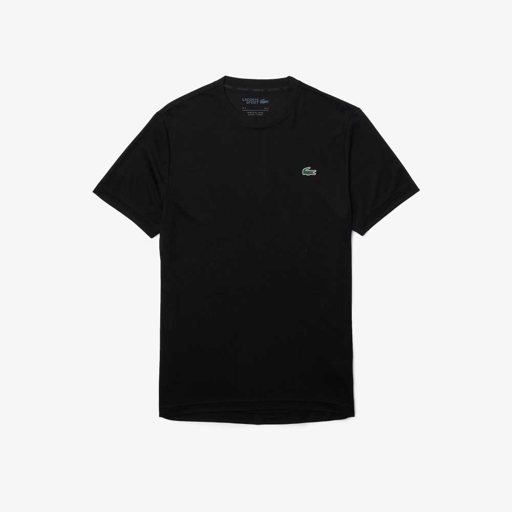 Black Lacoste SPORT Breathable Pique T-Shirt | WHNUXR-563