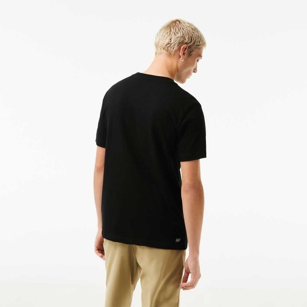 Black Lacoste SPORT Breathable T-Shirt | AKJIVH-940