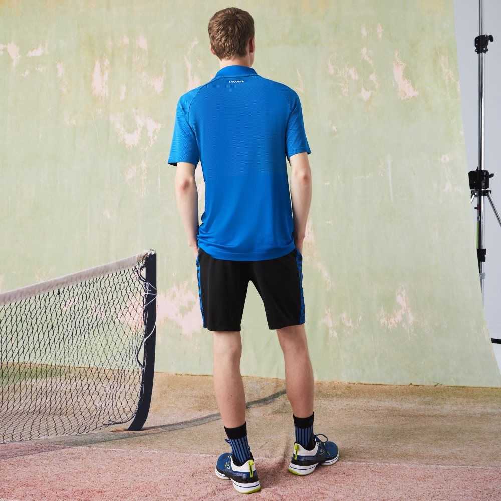 Black Lacoste SPORT Contrast Print Tennis Shorts | DFVEKH-549