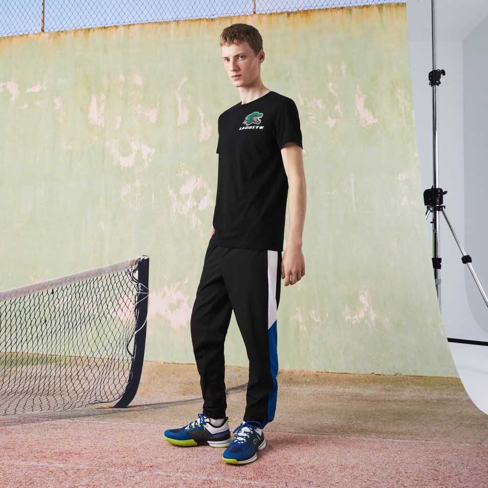 Black Lacoste SPORT Crocodile Print Tennis T-Shirt | TSIHOP-387