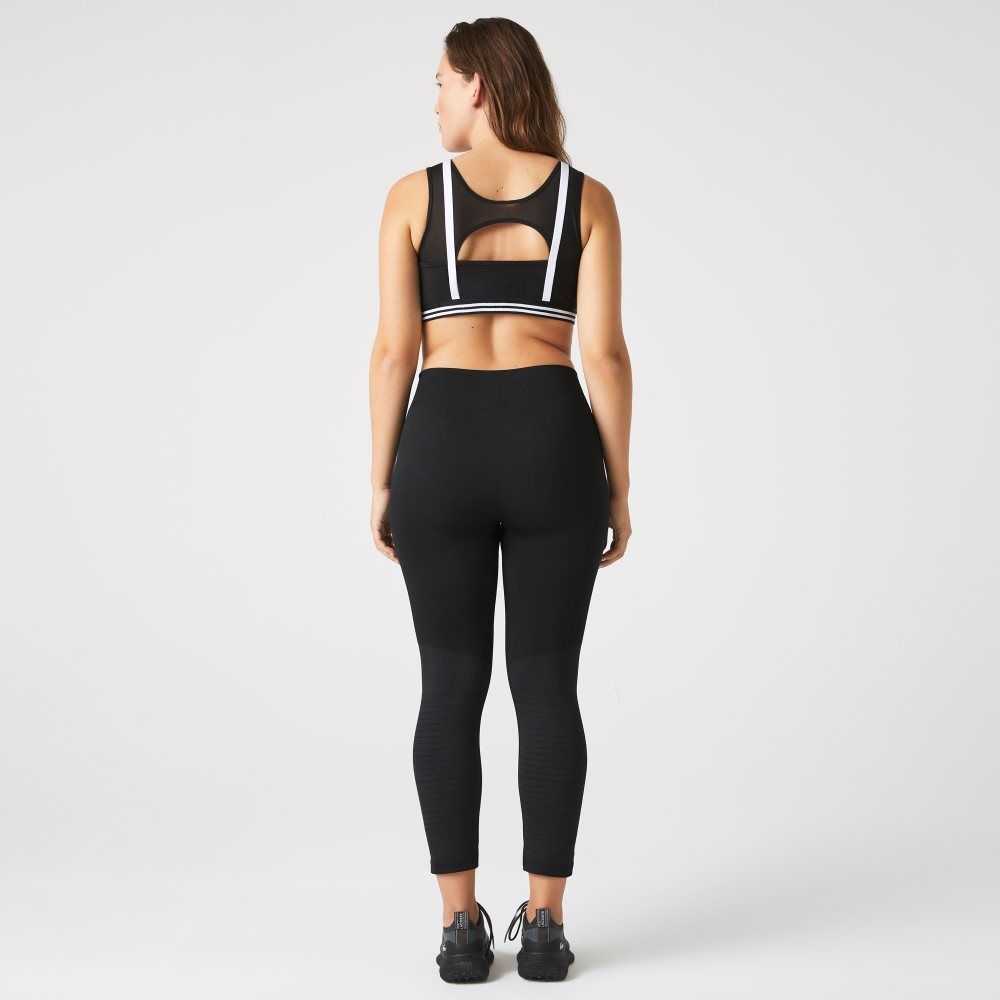 Black Lacoste SPORT High-Waisted Second-Skin Leggings | VQTEWH-365