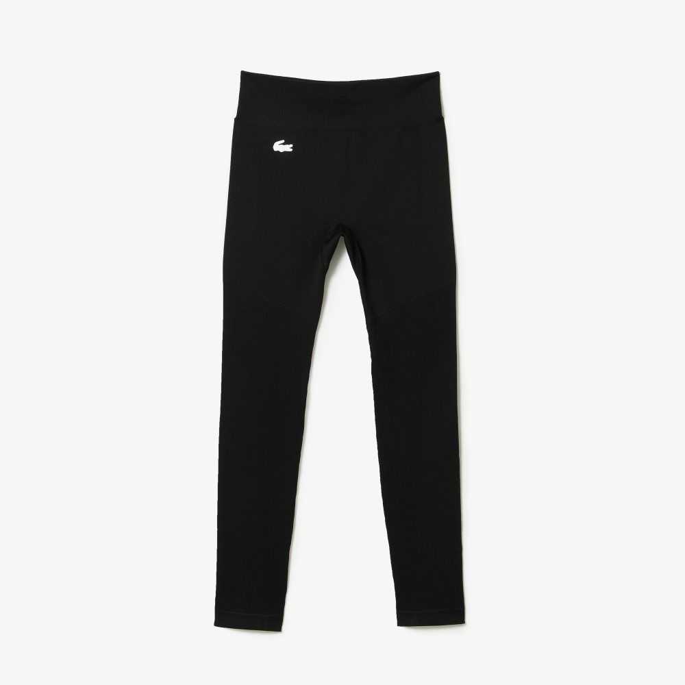 Black Lacoste SPORT High-Waisted Second-Skin Leggings | VQTEWH-365