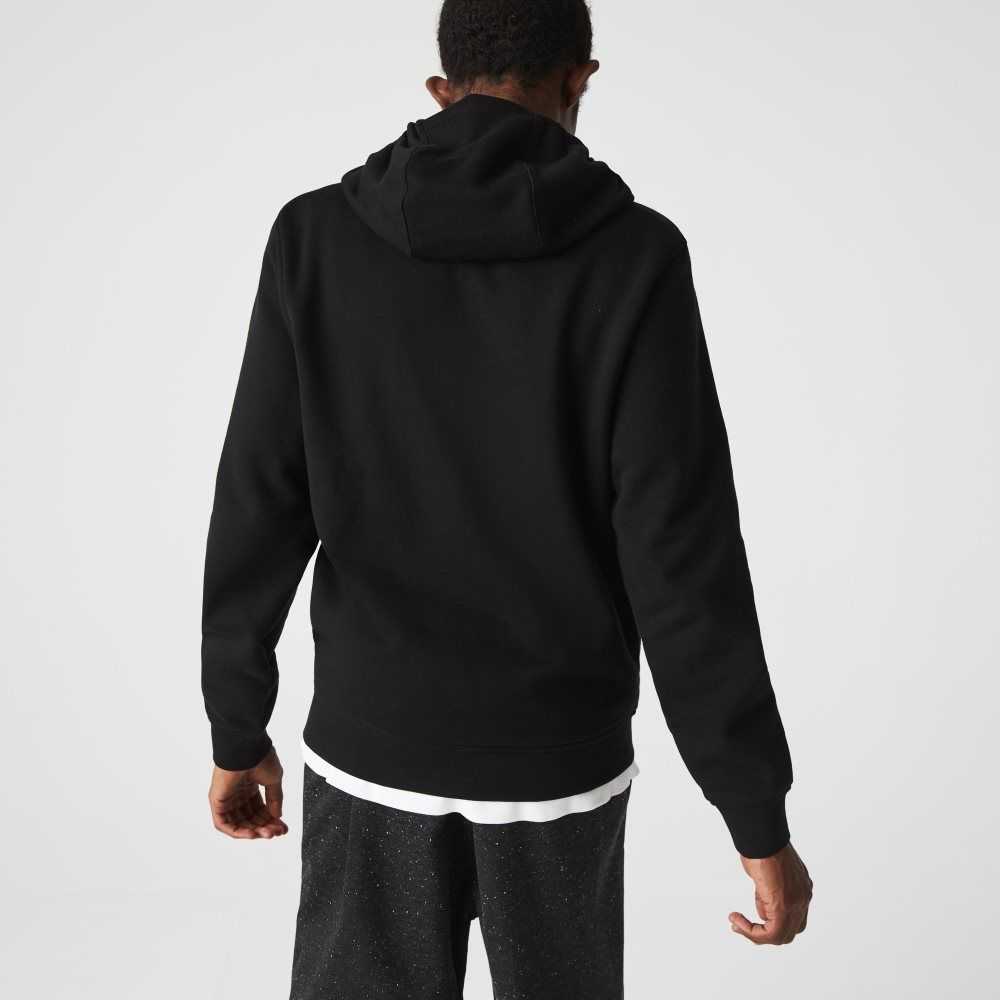 Black Lacoste SPORT Lightweight Bi-material Hoodie | IZBMFD-908