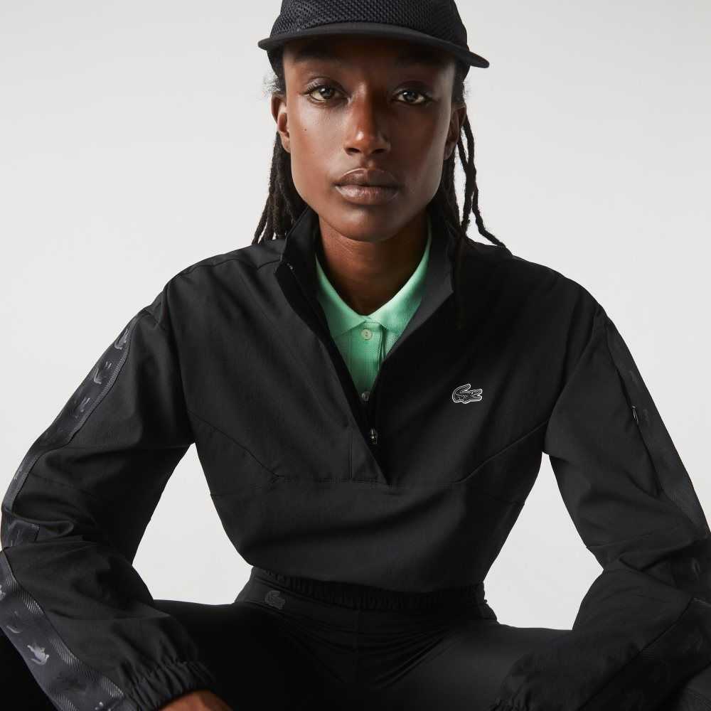 Black Lacoste SPORT Loose Fit Track Jacket | VGTZKF-245