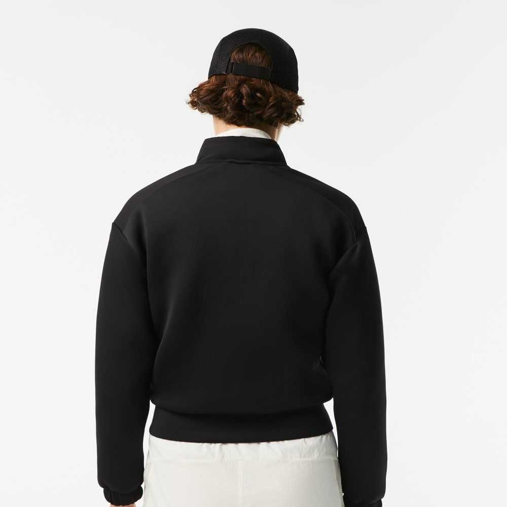 Black Lacoste SPORT Loose Fit Zip Sweatshirt | VPYJHX-730