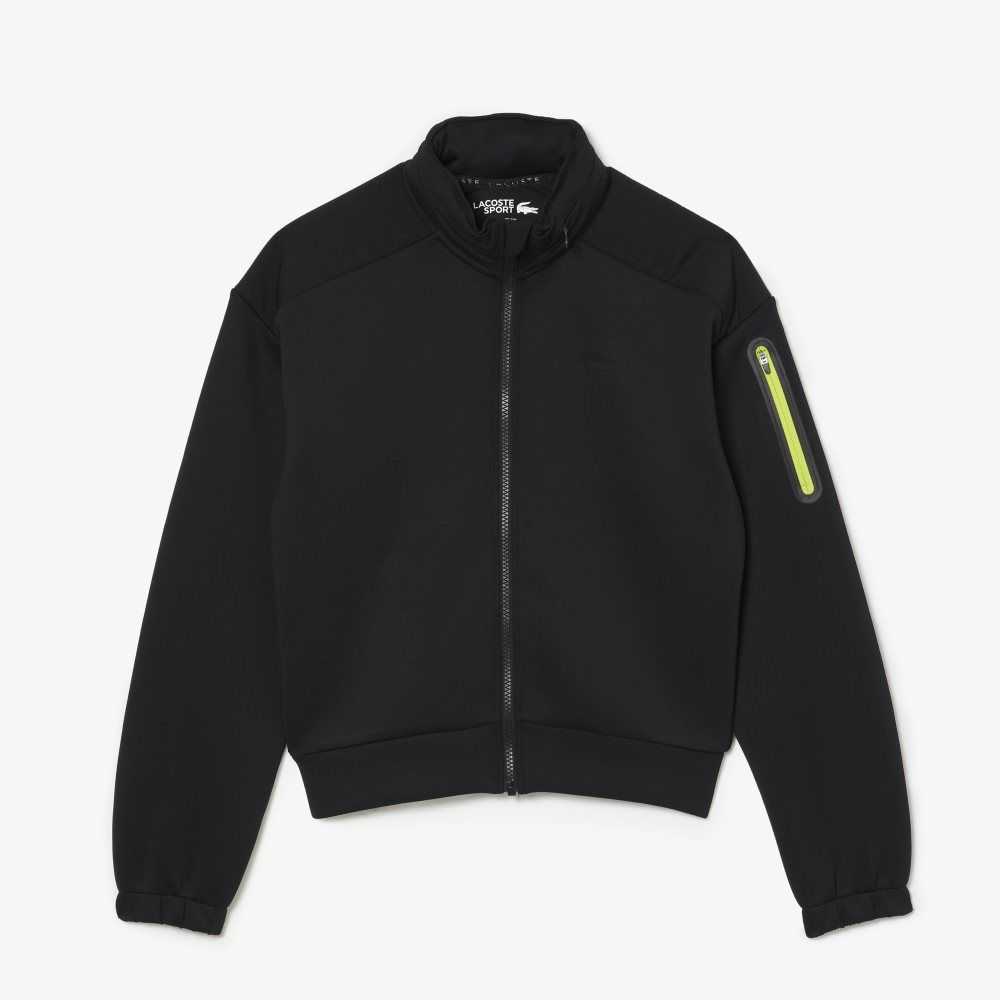 Black Lacoste SPORT Loose Fit Zip Sweatshirt | VPYJHX-730