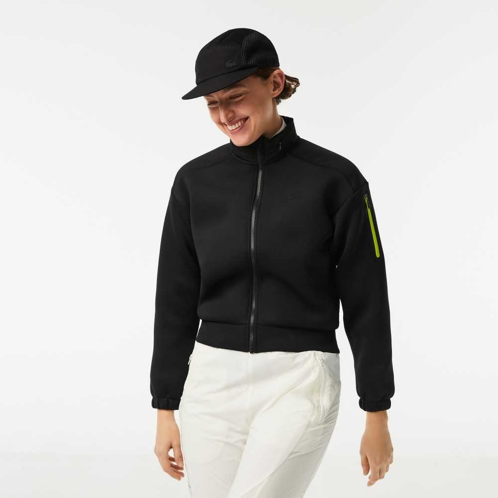 Black Lacoste SPORT Loose Fit Zip Sweatshirt | VPYJHX-730