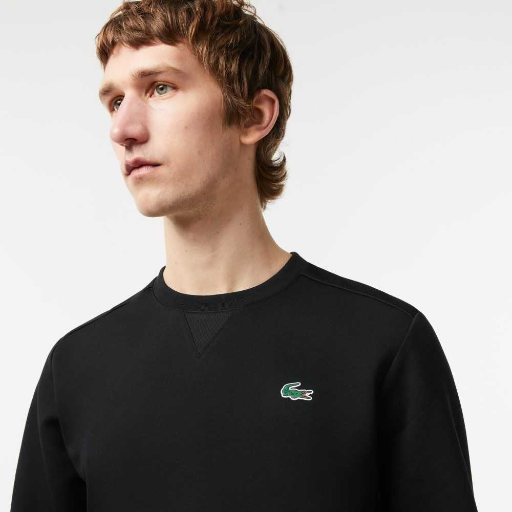 Black Lacoste SPORT Mesh Panels Sweatshirt | XVINJW-165