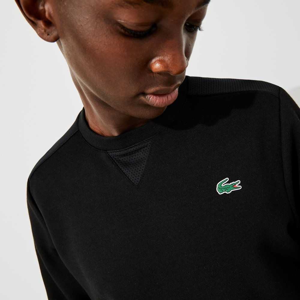 Black Lacoste SPORT Mesh Panels Sweatshirt | XVINJW-165