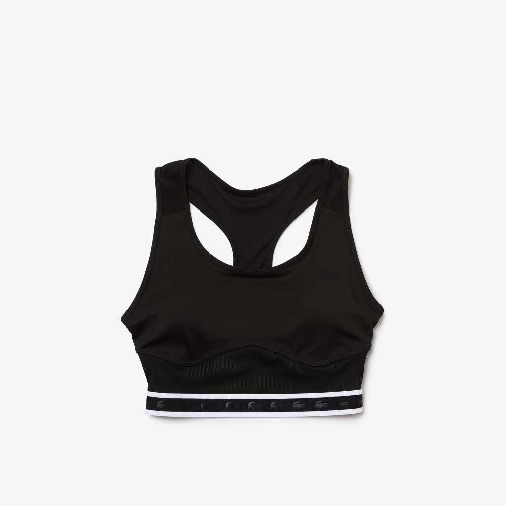 Black Lacoste SPORT Racer Back Sports Bra | XJCQOV-382