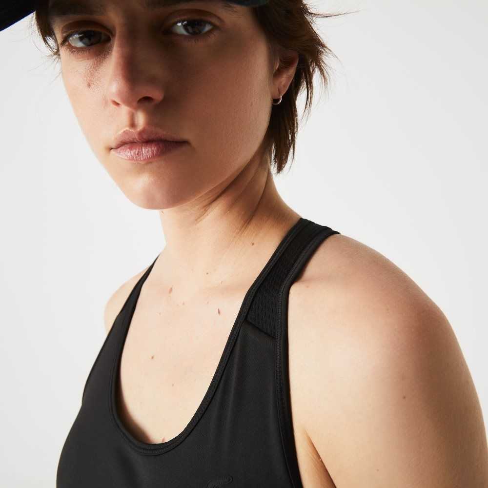 Black Lacoste SPORT Racer Back Sports Bra | XJCQOV-382