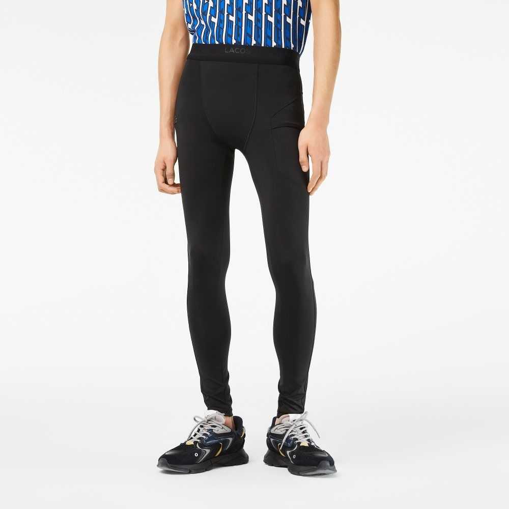 Black Lacoste SPORT Recycled Polyester Leggings | ONDUWP-019