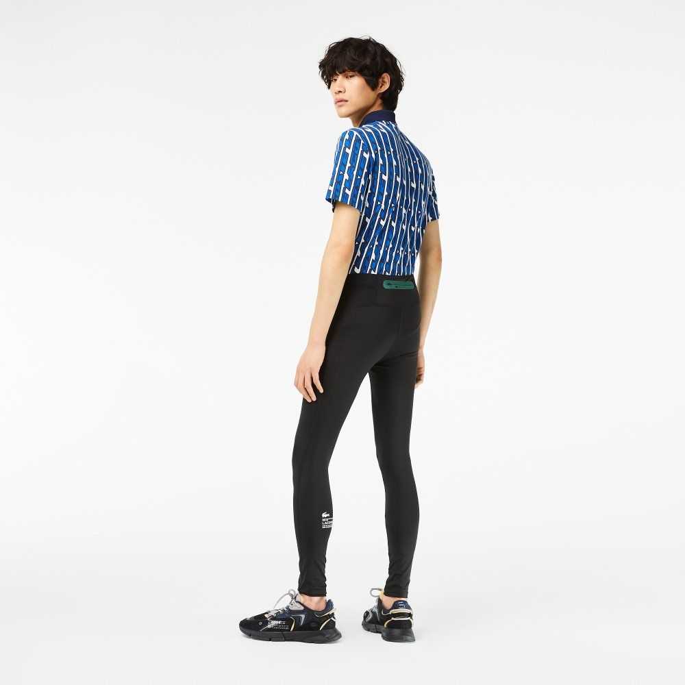 Black Lacoste SPORT Recycled Polyester Leggings | ONDUWP-019