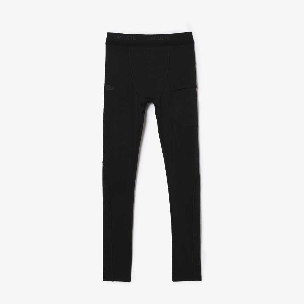 Black Lacoste SPORT Recycled Polyester Leggings | ONDUWP-019