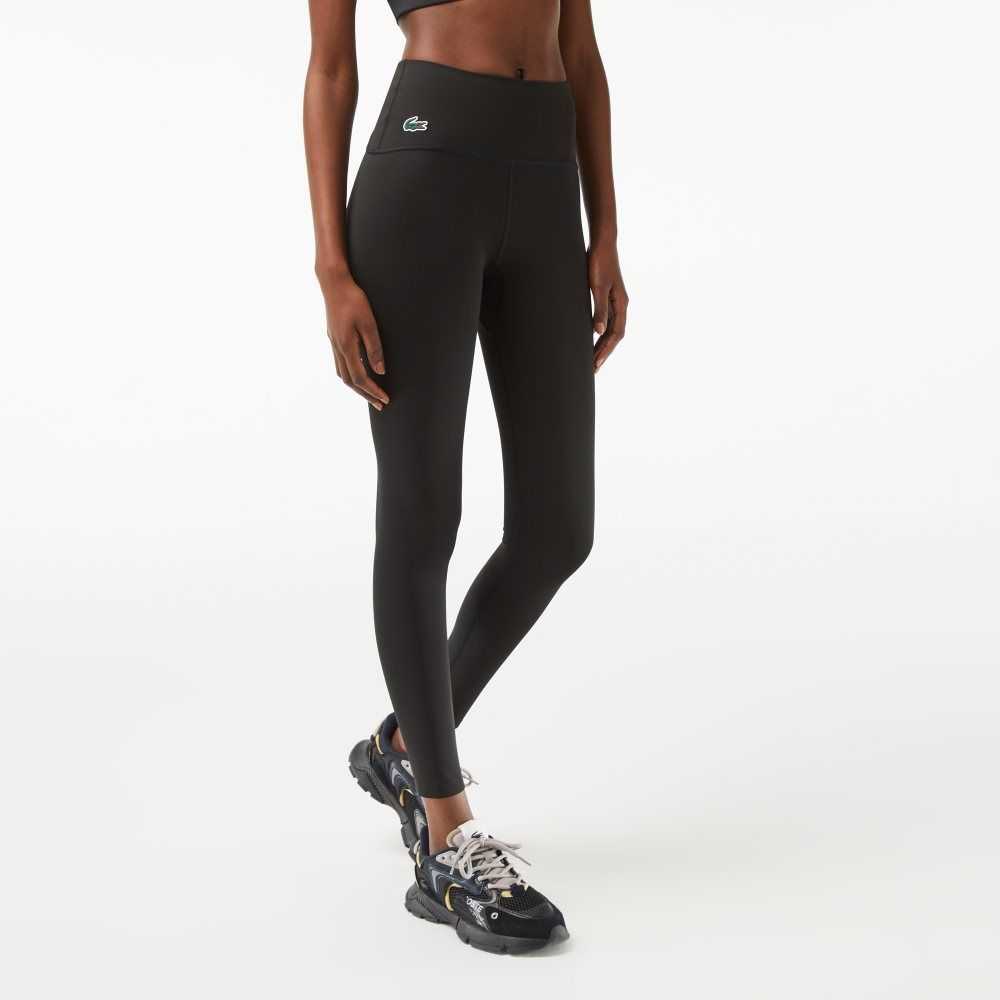 Black Lacoste SPORT Recycled Polyester Sculpting Leggings | FGPNEX-075