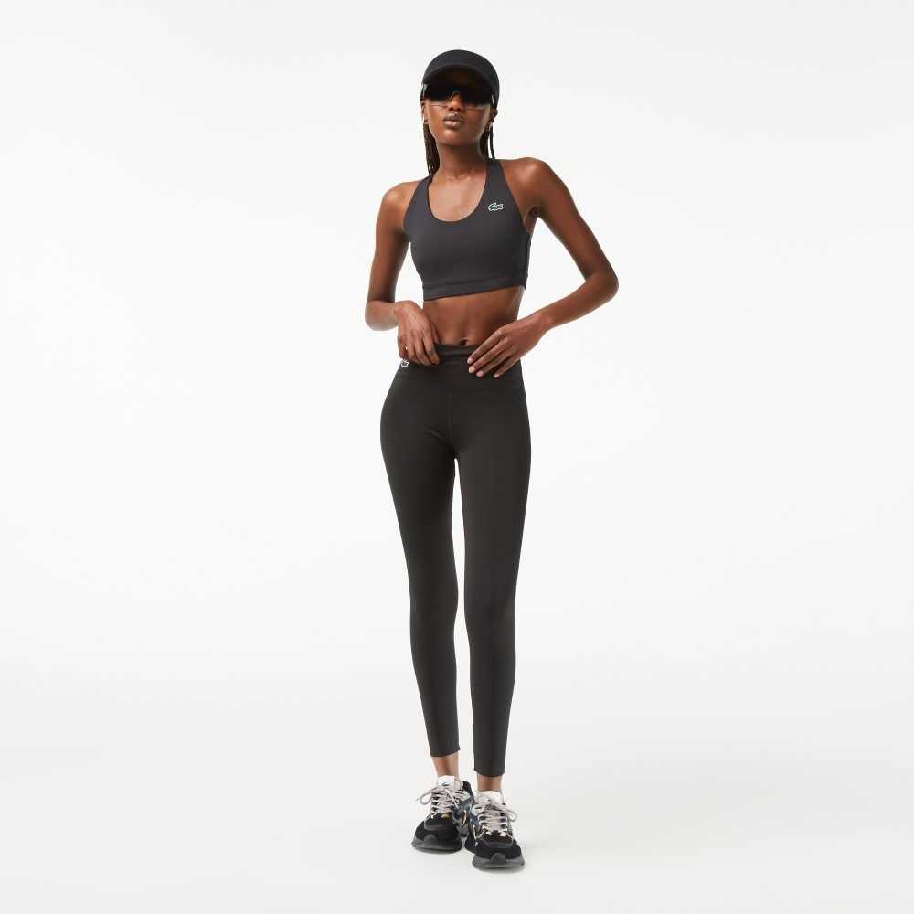 Black Lacoste SPORT Recycled Polyester Sculpting Leggings | FGPNEX-075