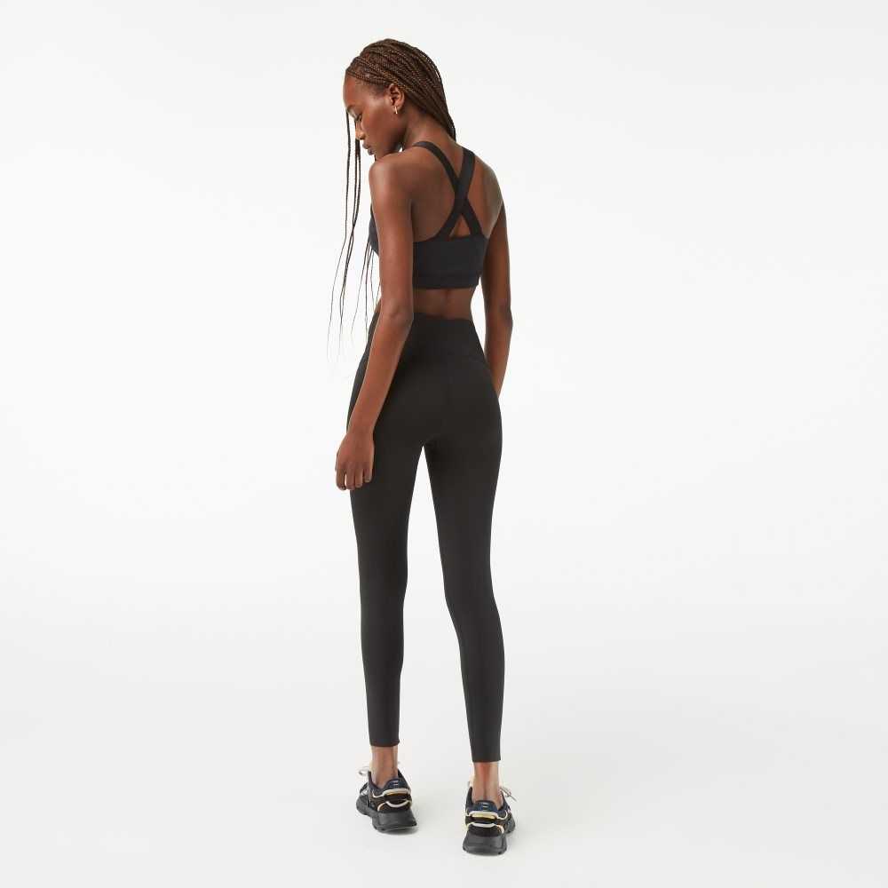 Black Lacoste SPORT Recycled Polyester Sculpting Leggings | FGPNEX-075