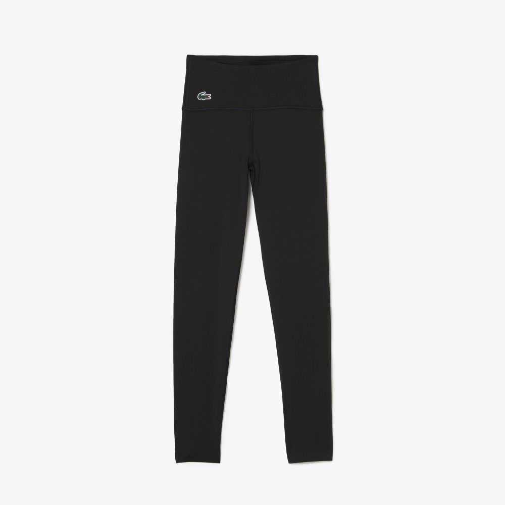 Black Lacoste SPORT Recycled Polyester Sculpting Leggings | FGPNEX-075