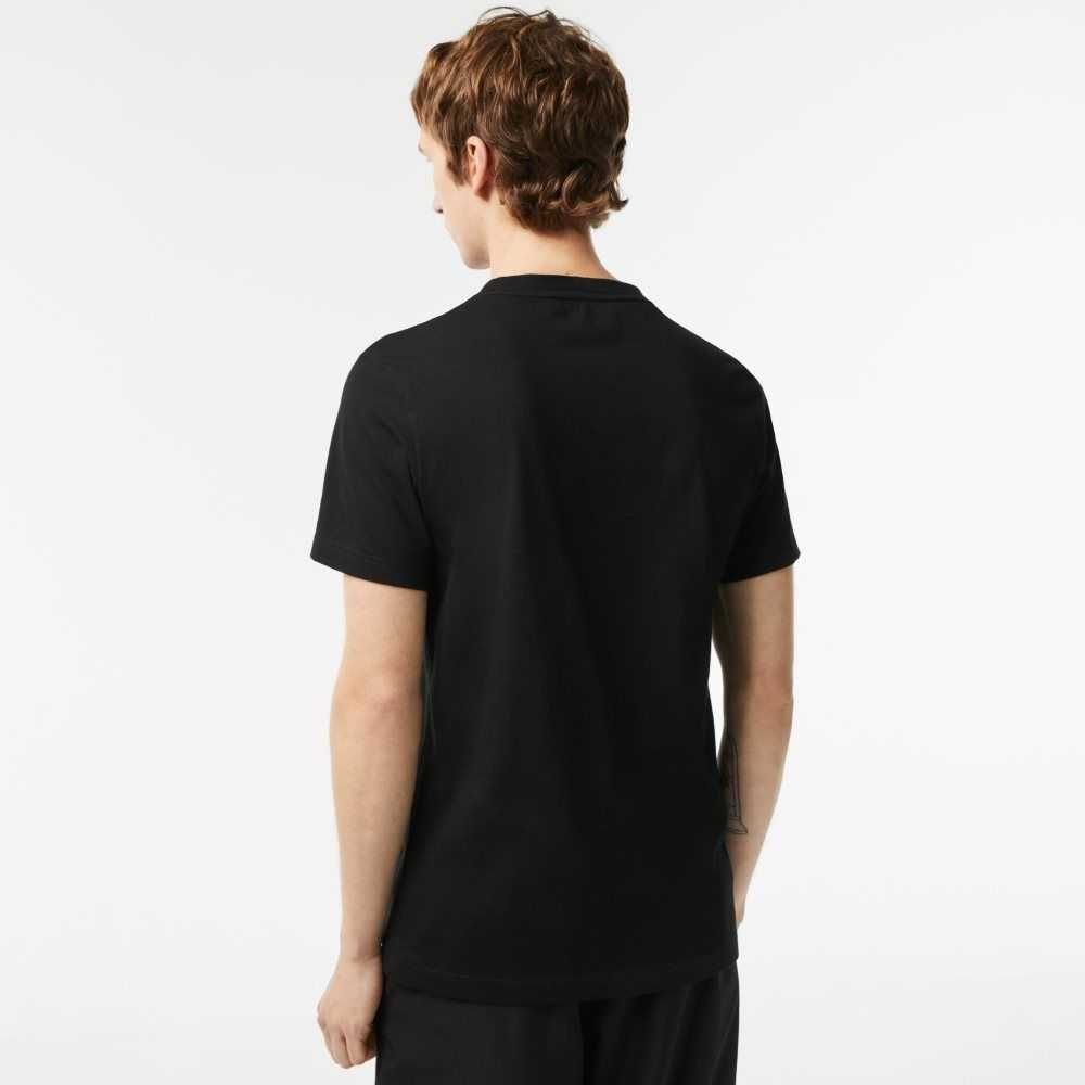 Black Lacoste SPORT Regular Fit T-Shirt with Contrast Branding | JCWLBV-408