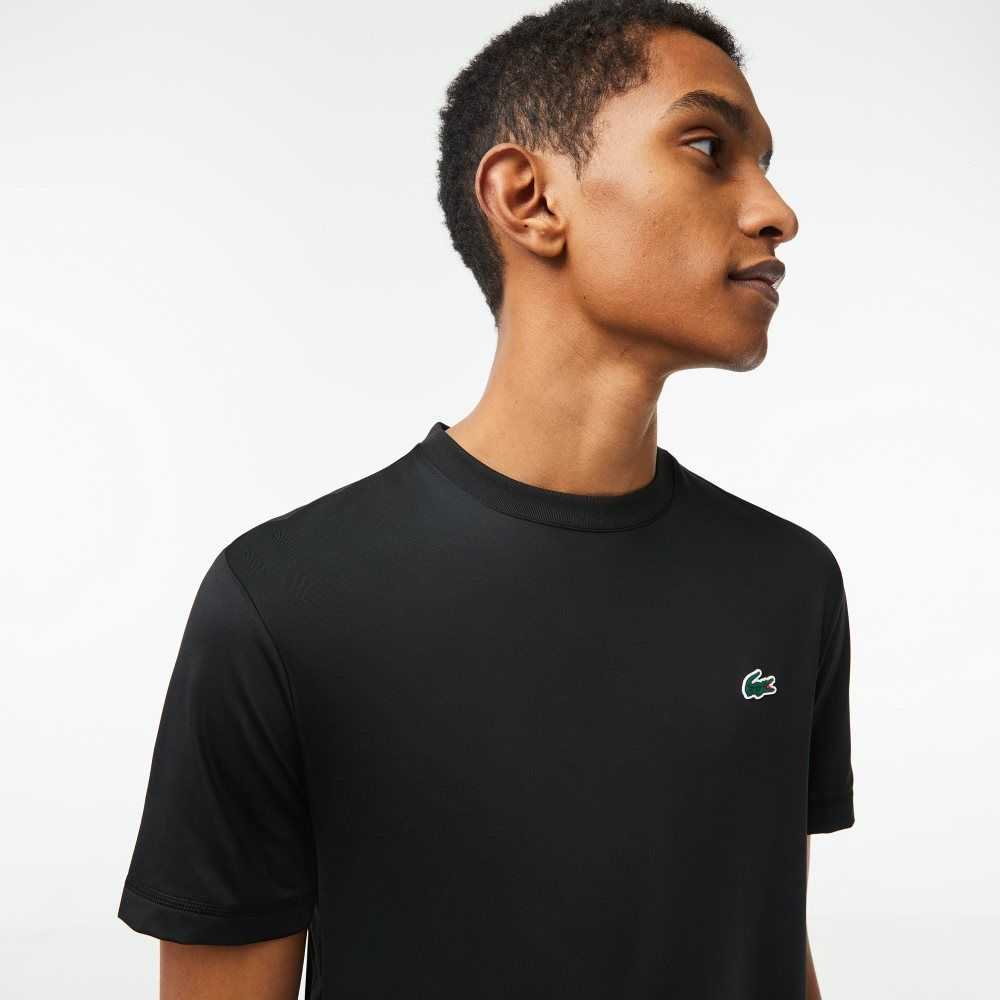 Black Lacoste SPORT Slim Fit Stretch Jersey T-Shirt | NDBZVC-467