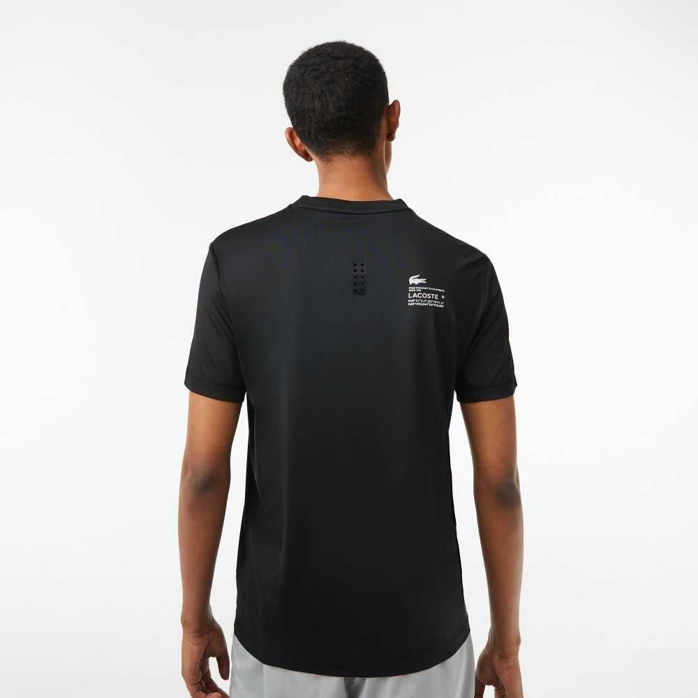 Black Lacoste SPORT Slim Fit Stretch Jersey T-Shirt | NDBZVC-467