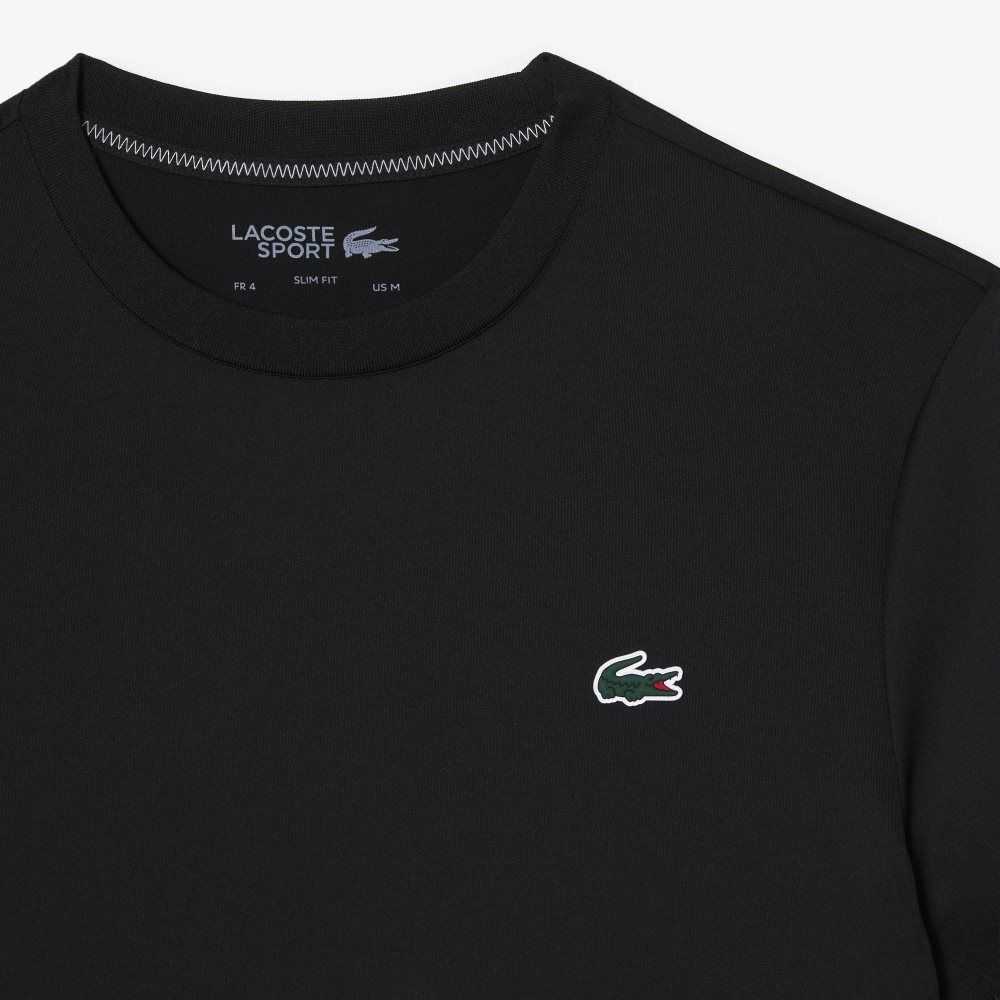 Black Lacoste SPORT Slim Fit Stretch Jersey T-Shirt | NDBZVC-467