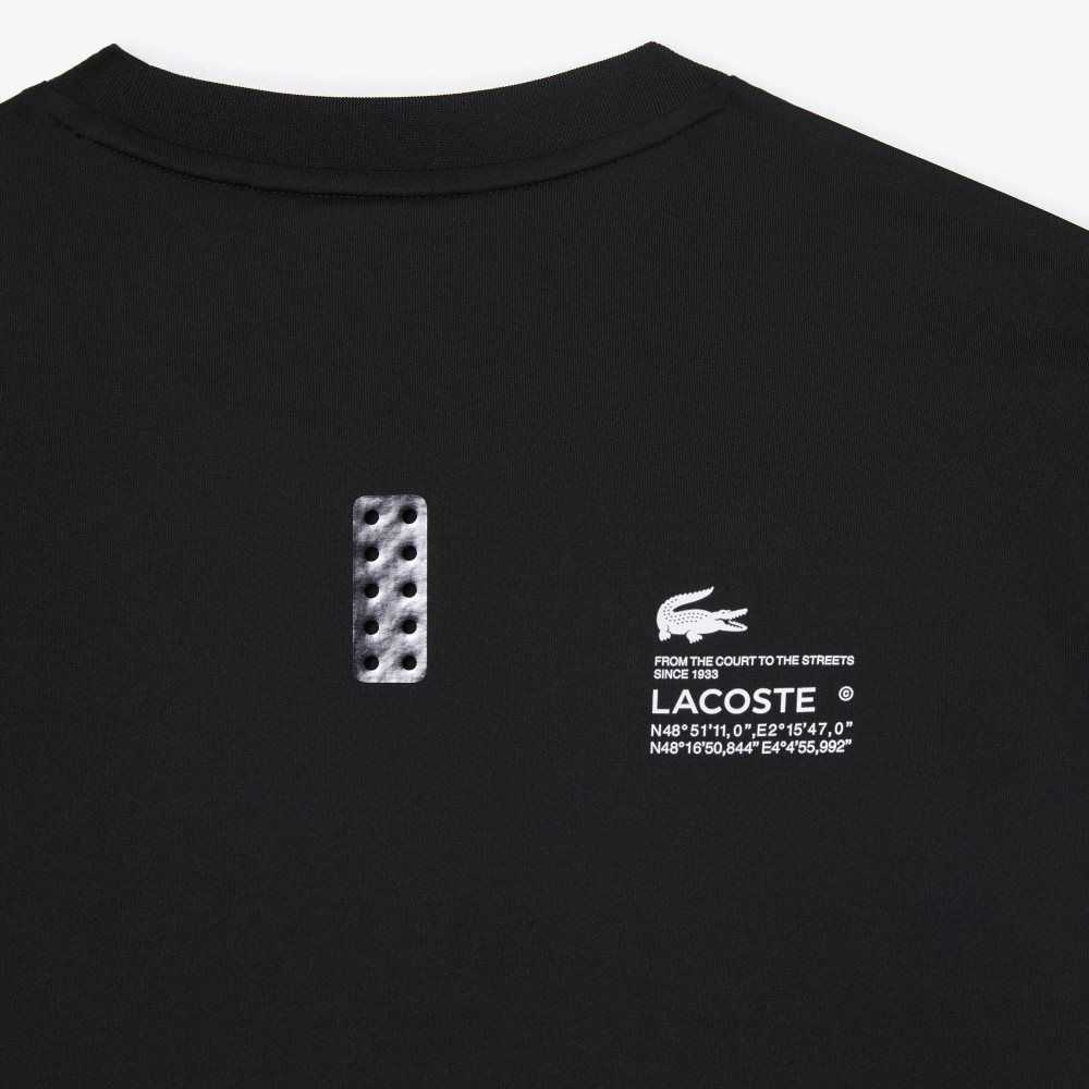 Black Lacoste SPORT Slim Fit Stretch Jersey T-Shirt | NDBZVC-467