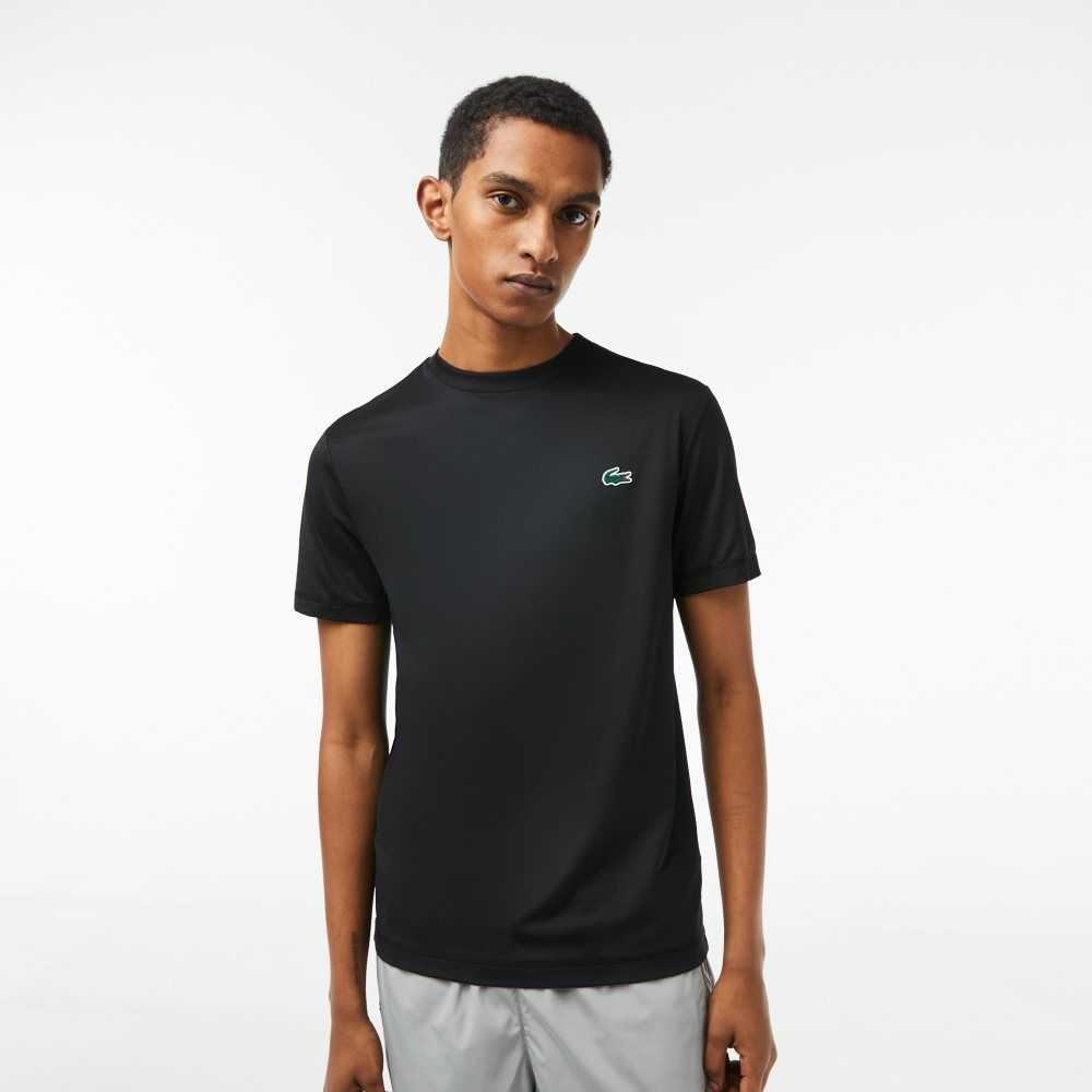 Black Lacoste SPORT Slim Fit Stretch Jersey T-Shirt | NDBZVC-467