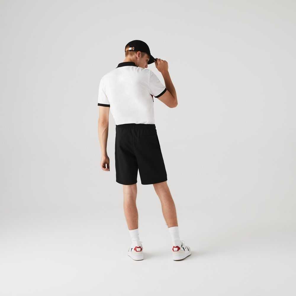 Black Lacoste SPORT Tennis Fleece Shorts | XGHFOE-398