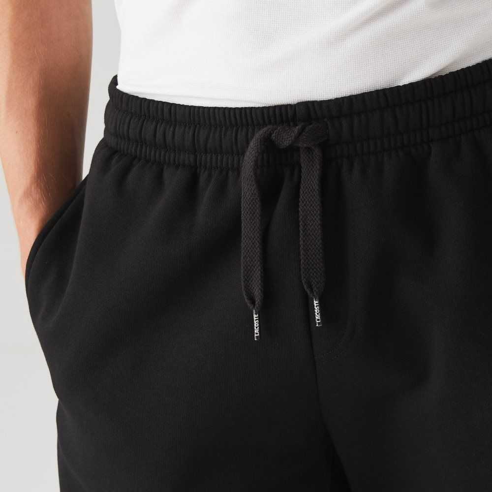 Black Lacoste SPORT Tennis Fleece Shorts | XGHFOE-398