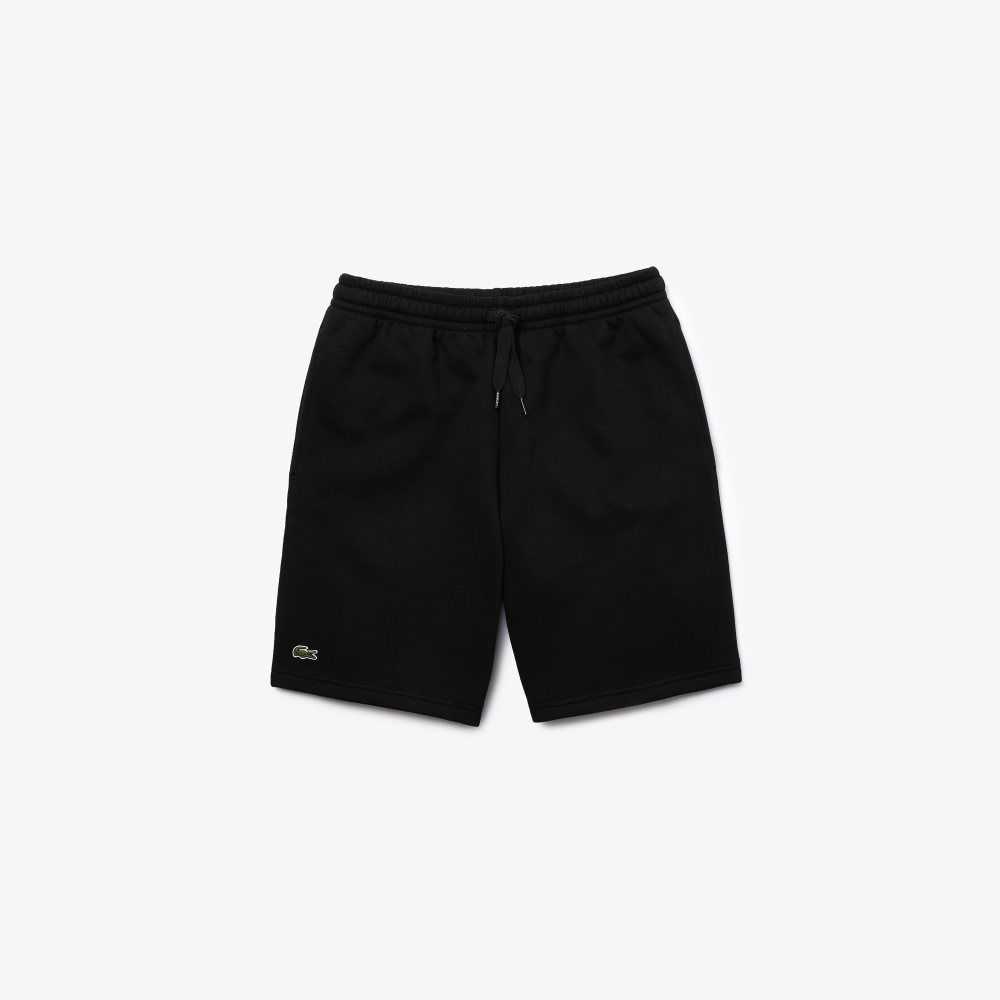 Black Lacoste SPORT Tennis Fleece Shorts | XGHFOE-398