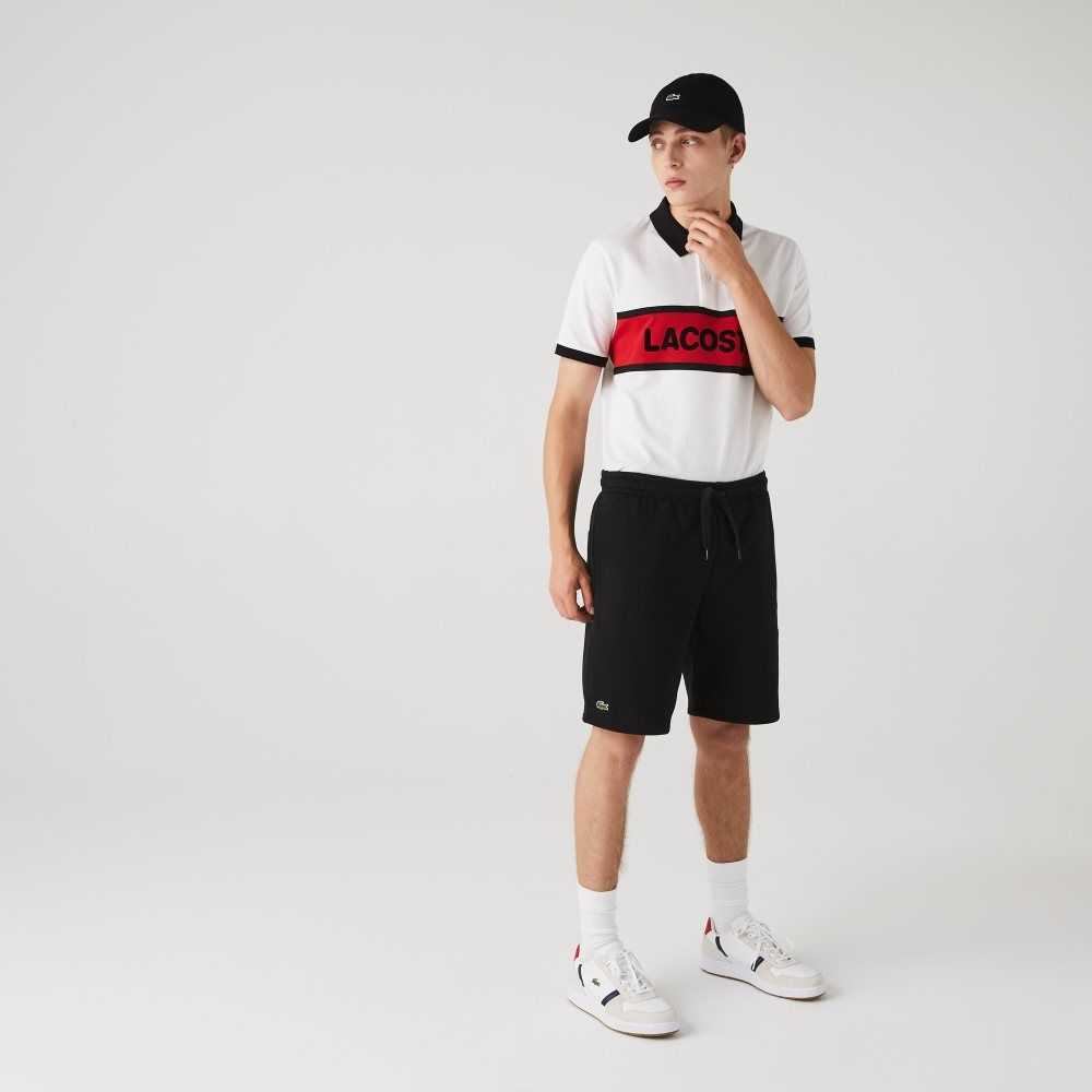 Black Lacoste SPORT Tennis Fleece Shorts | XGHFOE-398