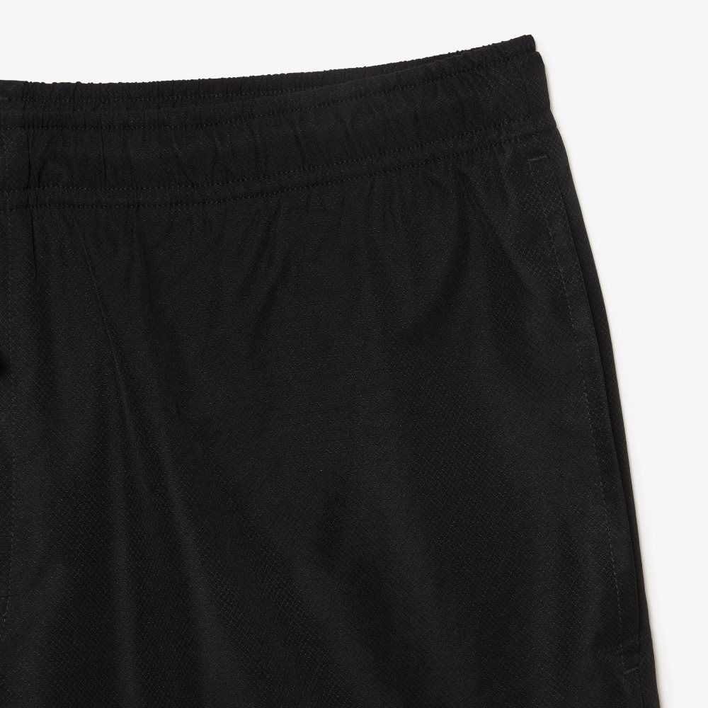 Black Lacoste SPORT Tennis Solid Diamond Weave Shorts | NGPMBH-251