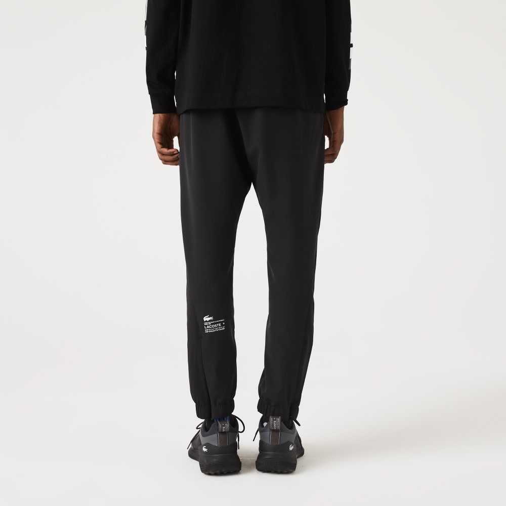 Black Lacoste SPORT Zippered Bottom Pants | LSWJEI-879