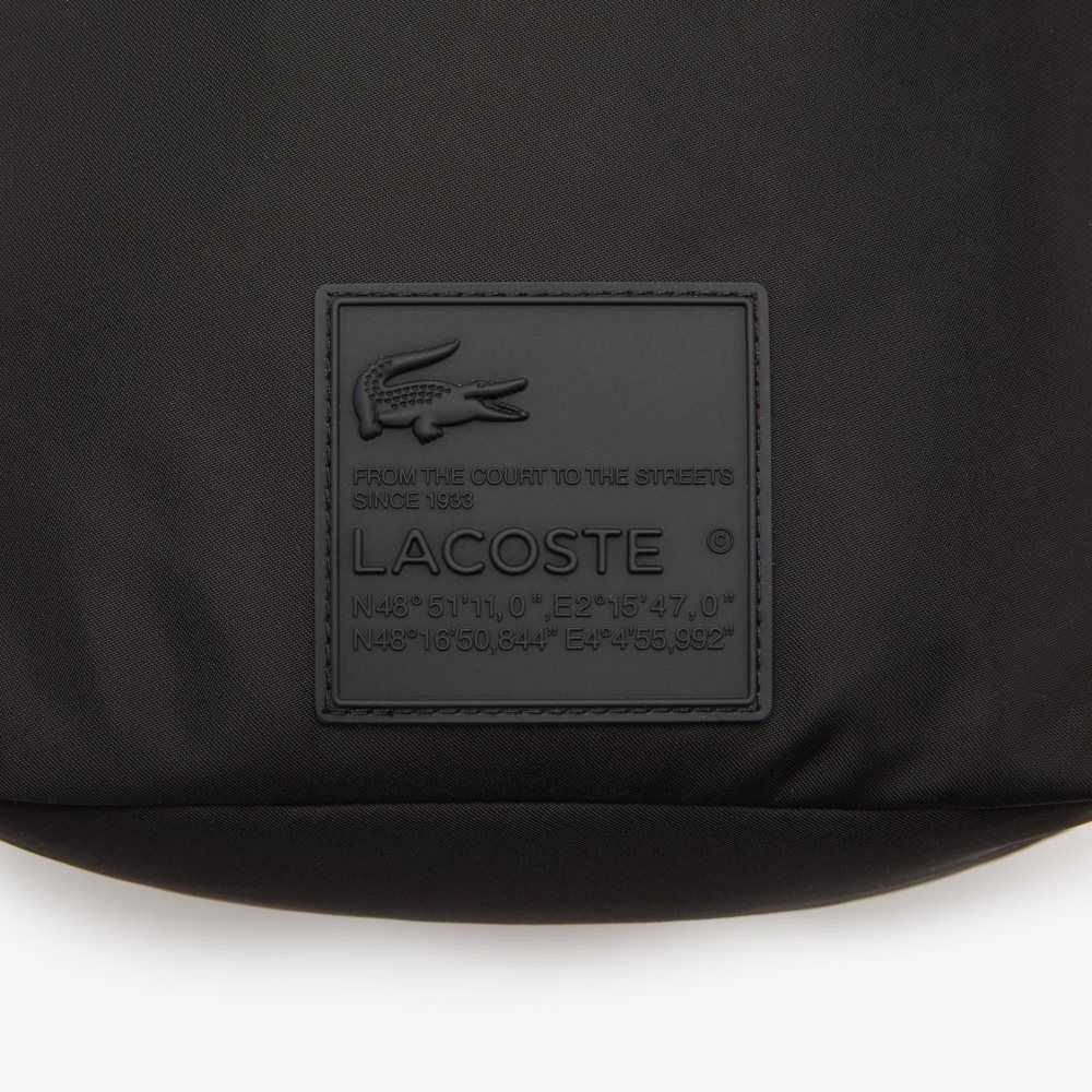 Black Lacoste Signature Patch Bucket Bag | KHBDGQ-693