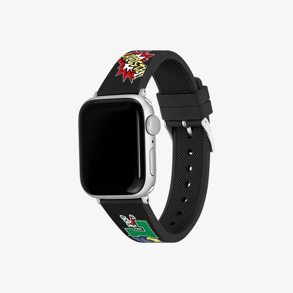 Black Lacoste Silicone Comic Print Apple Watch Strap | ETRHLK-521