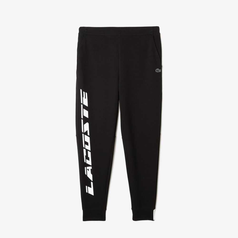 Black Lacoste Slim Fit Branded Trackpants | FUXYZG-573