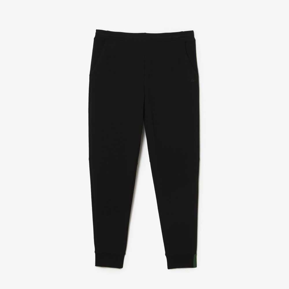 Black Lacoste Slim Fit Heathered Cotton Blend Tracksuit Pants | JWLHAD-637