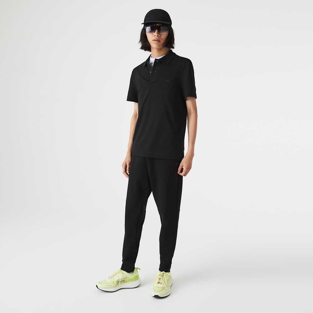 Black Lacoste Slim Fit Organic Stretch Cotton Pique Polo | YCDFSI-251