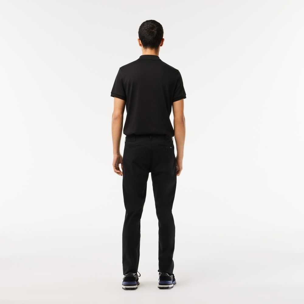 Black Lacoste Slim Fit Stretch Cotton Pants | FHDMOY-182