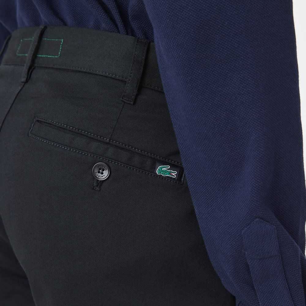 Black Lacoste Slim Fit Stretch Cotton Pants | FHDMOY-182