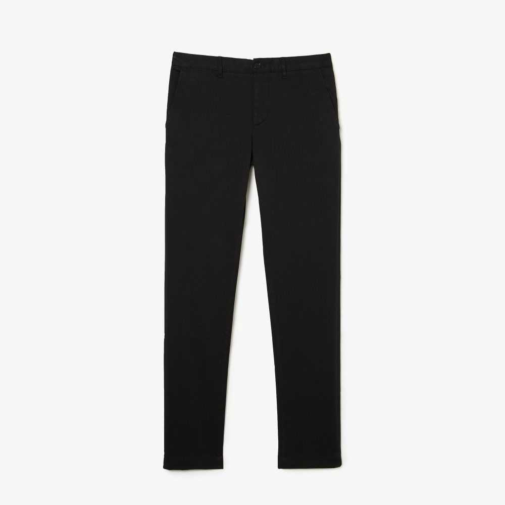 Black Lacoste Slim Fit Stretch Cotton Pants | FHDMOY-182