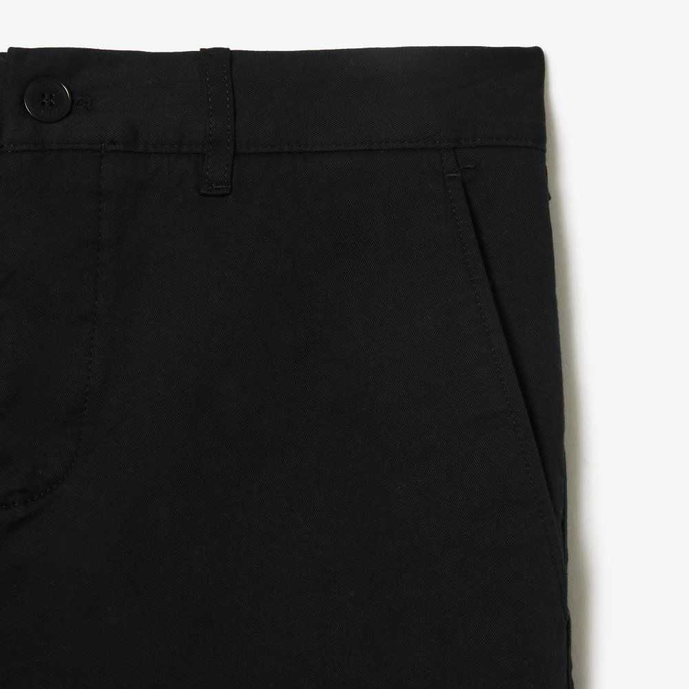 Black Lacoste Slim Fit Stretch Cotton Pants | FHDMOY-182