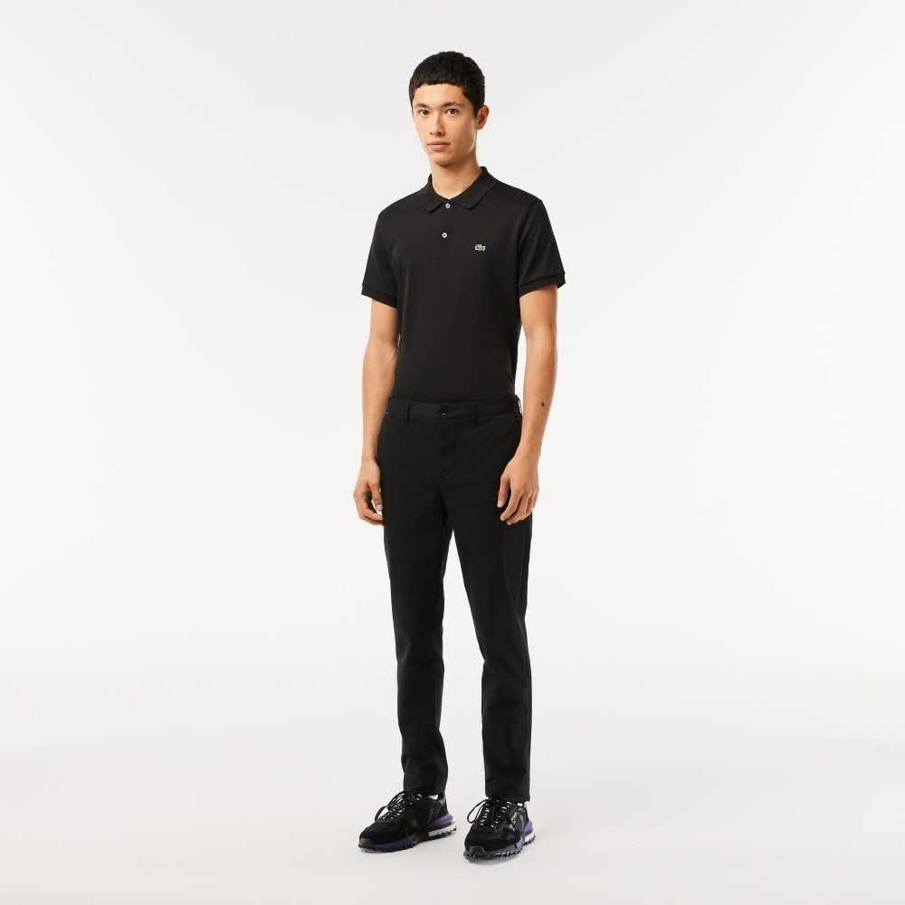 Black Lacoste Slim Fit Stretch Cotton Pants | FHDMOY-182