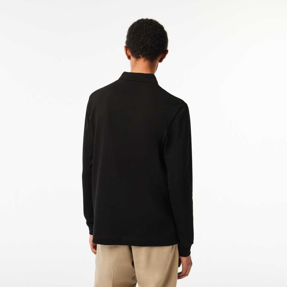 Black Lacoste Smart Paris long sleeve stretch cotton Polo | ADGFJZ-734