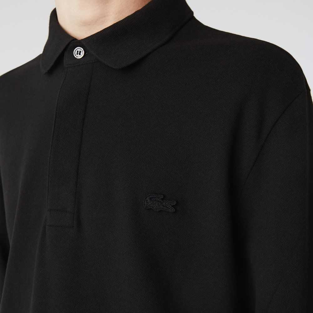 Black Lacoste Smart Paris long sleeve stretch cotton Polo | ADGFJZ-734